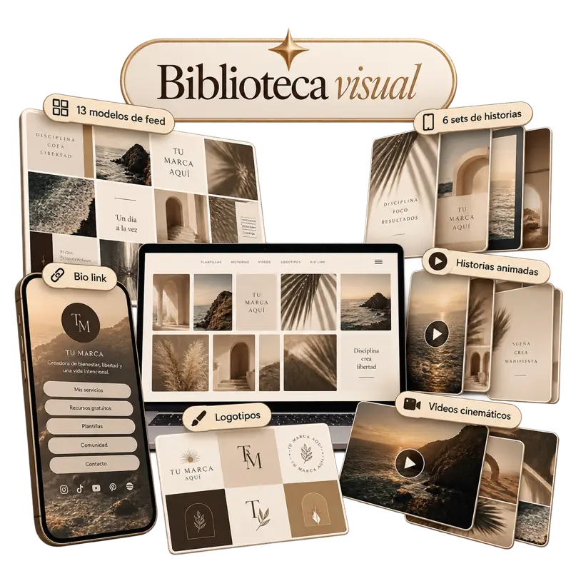 Biblioteca visual: feeds, historias, biolink, logotipos y videos